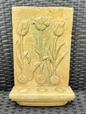 Tulip Relief Wall Sculpture - Sandstone Yellow Home Art